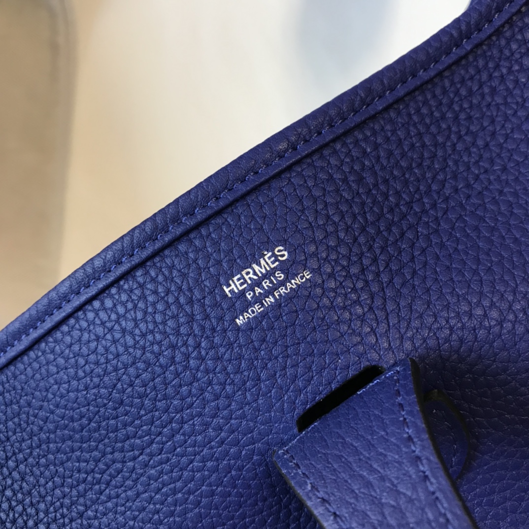 Hermes Evelyne III 29 PM Shoulder Bag In Deep Blue Clemence Leather